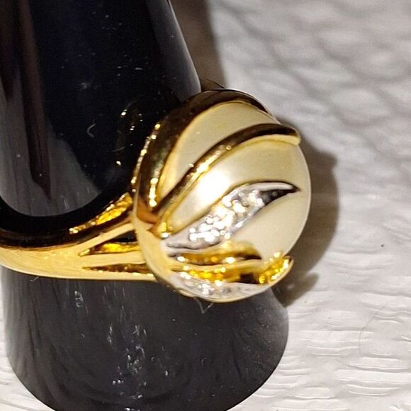 A SETA Women's Cocktail Ring Gold Tone Rhinestone Faux Pearl Elegant Size 9 - Picture 5 of 7